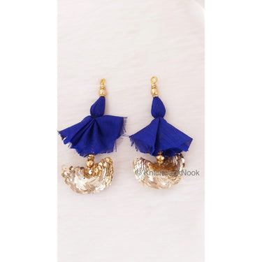 Red / Blue Art Silk Latkan Embellished With Gold Sequins And Beads, Bridal Tassels, Decorative Tassels